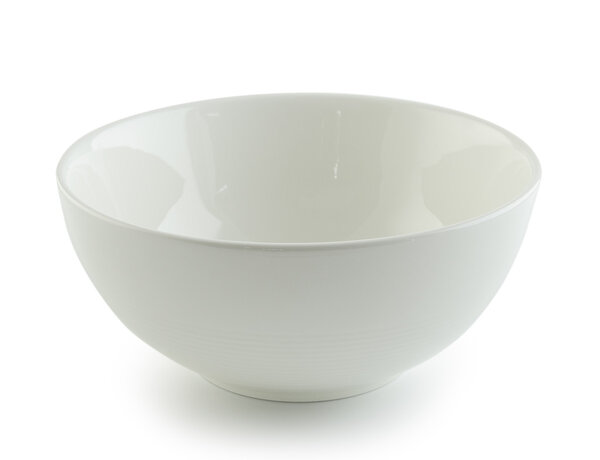 White ceramic bowl on white background