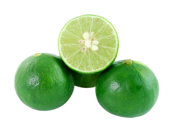 Green lemon on white background — Stock Photo, Image