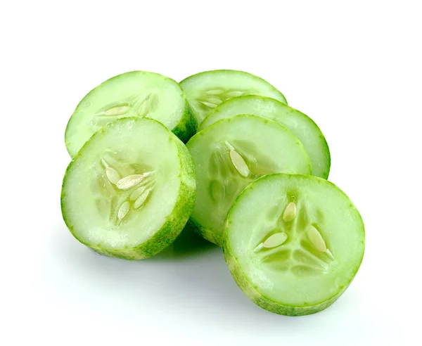 Fresh cucumber slice isolated on white background — Stock Photo, Image