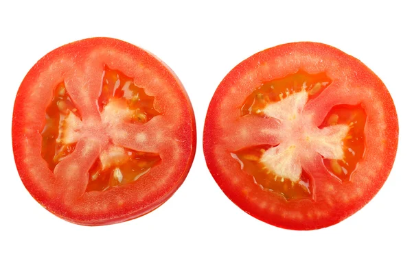 Rebanada de tomate aislada en blanco — Foto de Stock