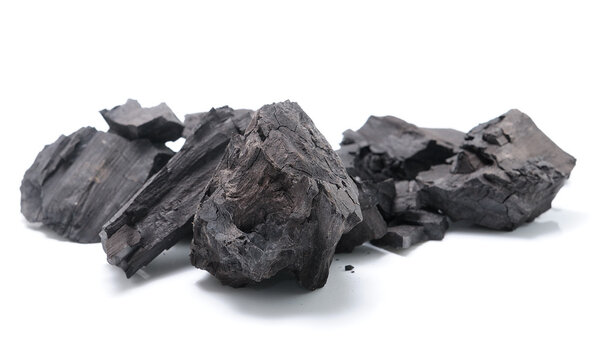 Coal on white background