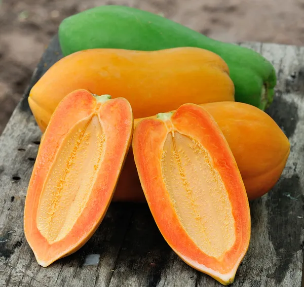 Bahçede sarı papaya — Stok fotoğraf
