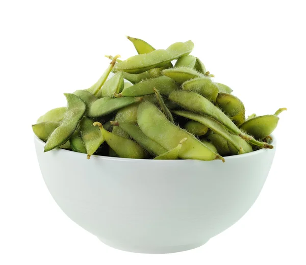 Green beans in the bowl on white background — Stock Photo, Image