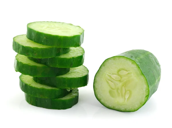 Fresh cucumber slice isolated on white background — Stock Photo, Image
