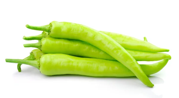 Green hot chili pepper on white — Stock Photo, Image
