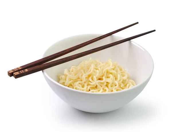 Chopsticks holding noodles isolated on white background — Stock Photo, Image