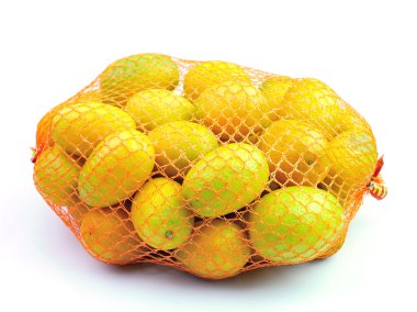 taze turuncu kumaşı çuval beyaz zemin üzerine plastik