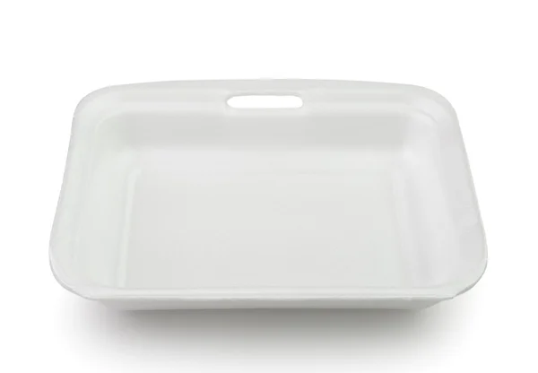 Prázdný plastový polystyrenové talířku — Stock fotografie