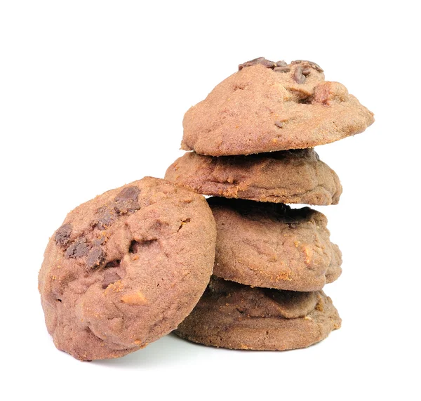 Biscoitos com chocolate em um fundo branco — Fotografia de Stock