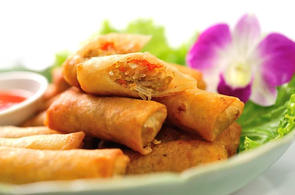 Fried Chinese Traditional Spring rolls food Stock Image