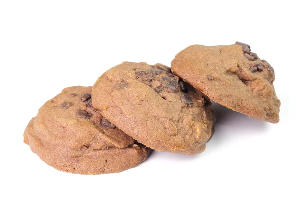 Biscoitos com chocolate em um fundo branco — Fotografia de Stock