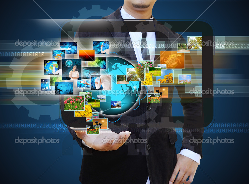Geschaftsmann Halt Bewegende Bilder In Handen Financia Stockfoto C Sommaill 36908567
