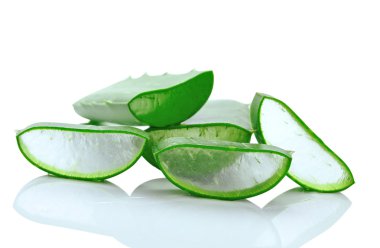 Aloe vera taze yaprak. beyaz üzerinde izole