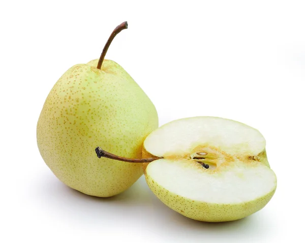 Pear in closeup on a white background — Stok Foto