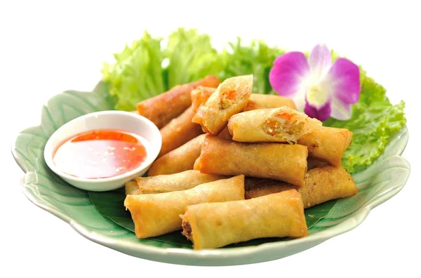 Chinês frito tradicional Primavera rolos de comida — Fotografia de Stock