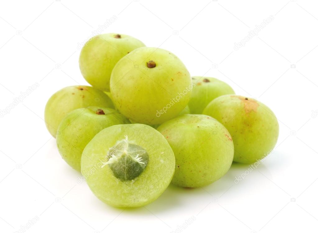 Indian gooseberries on white background