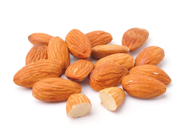 Almond nuts isolated on white background — Stock Photo, Image