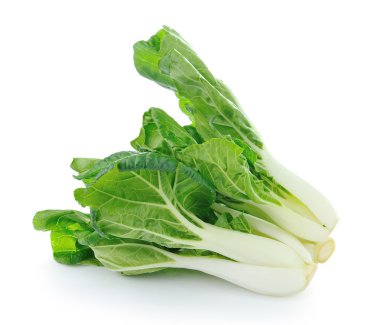 Pok choi beyaz zemin üzerine
