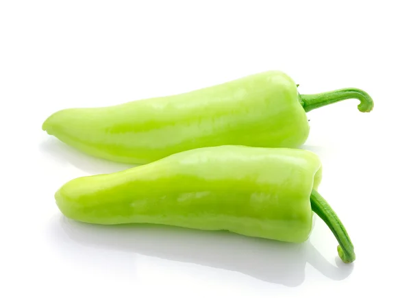 Green hot chili pepper on white — Stock Photo, Image