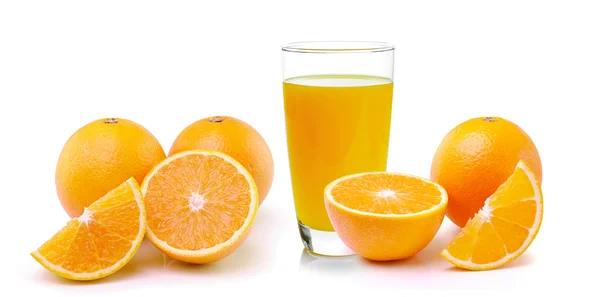 Fresh orange and glass with juice — Stock Photo, Image