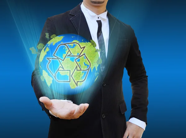 Businessman holding world Recycle — Stock Photo, Image