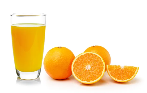 Orange and glass with juice — Stock Photo, Image
