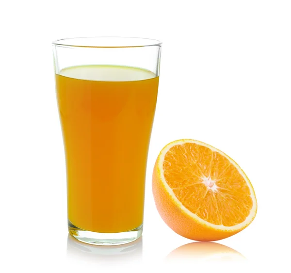 Fresh orange and glass with juice — Stock Photo, Image