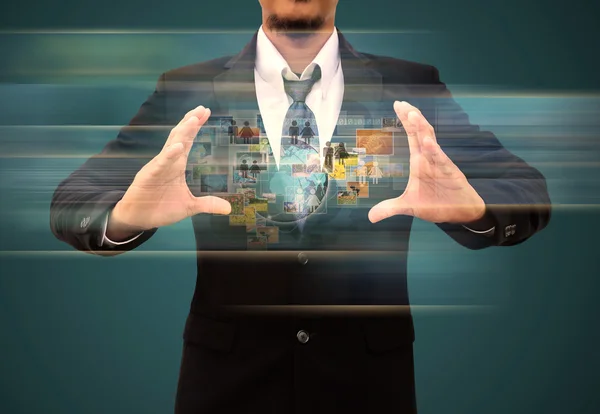 Businessman holding Reaching images — Stock Photo, Image