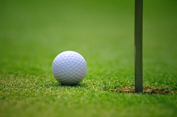 Golfball und Loch — Stockfoto
