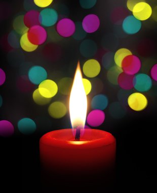 bokeh ile gece mum alevi