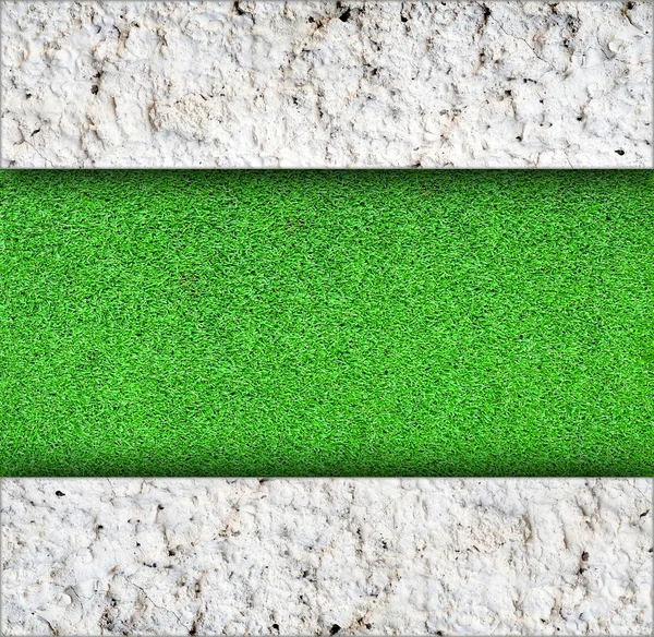 Old wall with green grass background — Stock Photo, Image