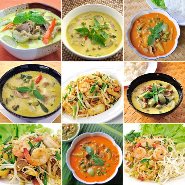 Thaifood, zielone curry, padthai — Zdjęcie stockowe