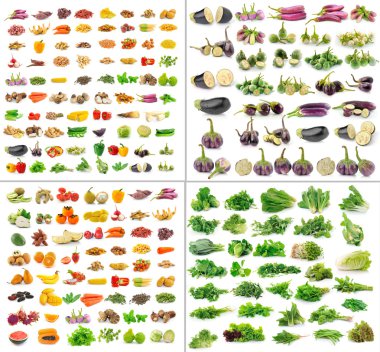 Fruit and Vegetables collection isolated on white background