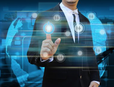 güç düğmesine dokunarak işadamı