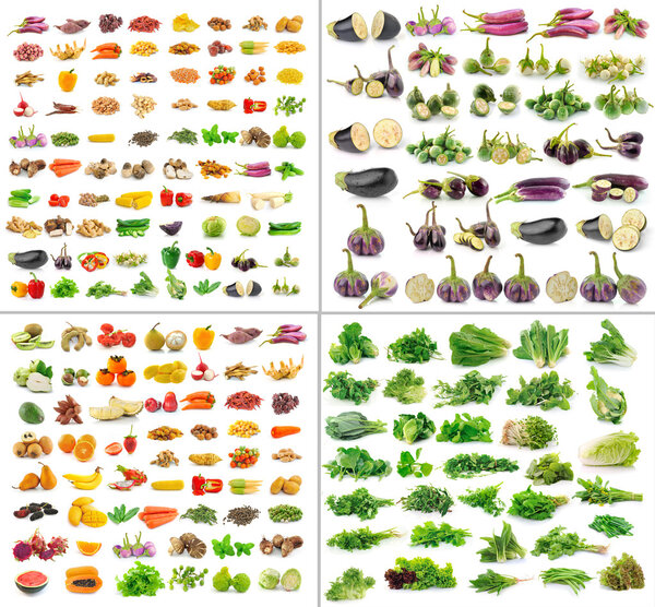 Fruit and Vegetables collection isolated on white background