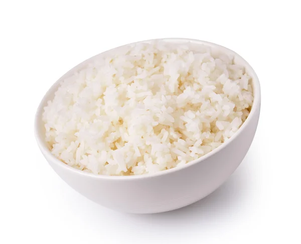 Rice in a bowl isolated on a white background — Stock Photo, Image