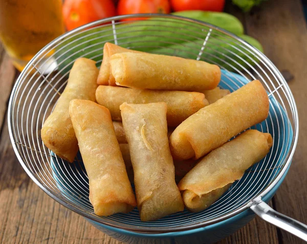 Fried Chinese Traditional Spring rolls food — Stok Foto