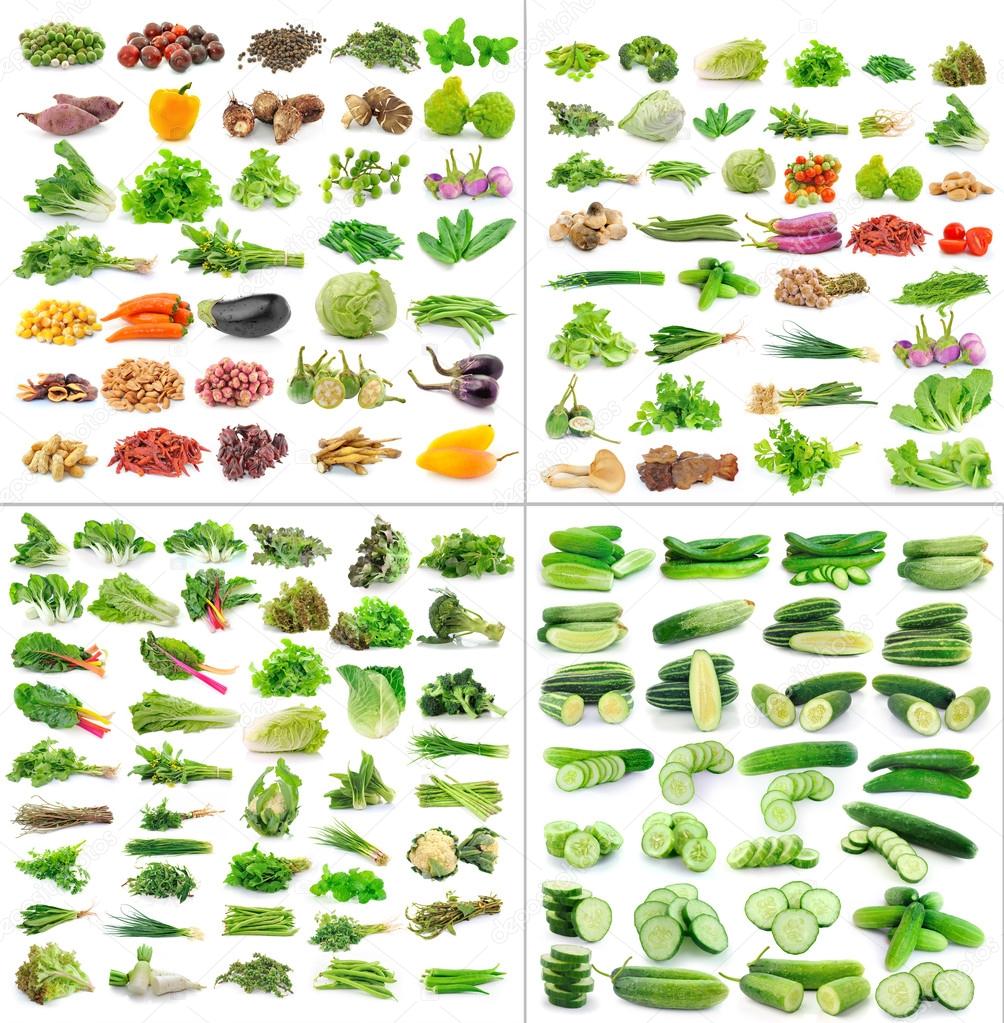  Vegetables collection isolated on white background
