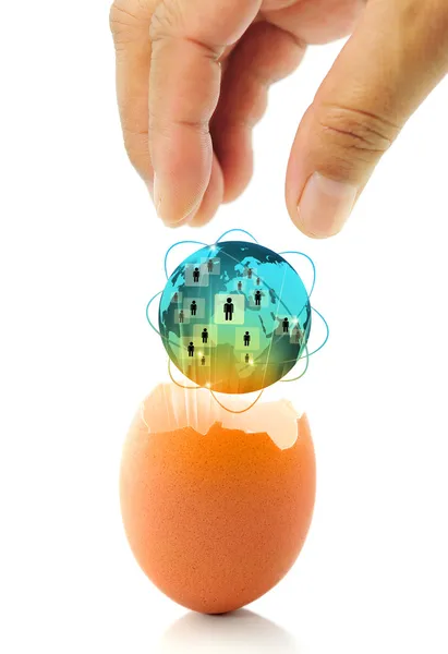 New world business concept with a glowing global egg — Stock Photo, Image