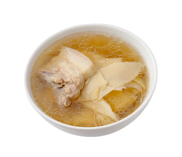 Pork rib soup with bamboo shoots — Stock Photo, Image