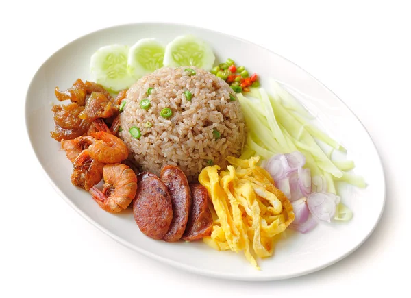Wklej smażony ryż z krewetkami, tajskim stylu żywności — Zdjęcie stockowe