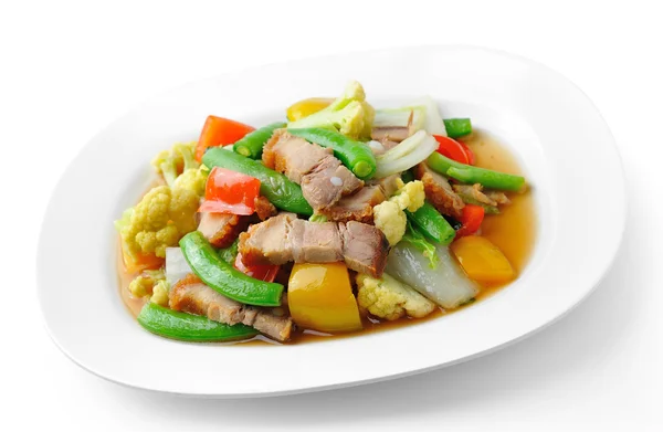 Stir fried vegetables in the white plate — Stock Photo, Image