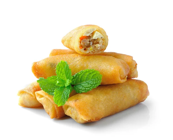Fried Chinese Traditional Spring rolls food isolated on white ba — Stock Photo, Image
