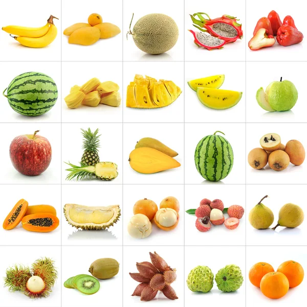 Collecte de fruits isolés sur fond blanc — Photo