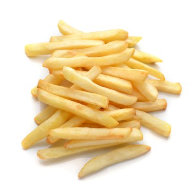 Beyaz arka planda izole edilmiş patates kızartması
