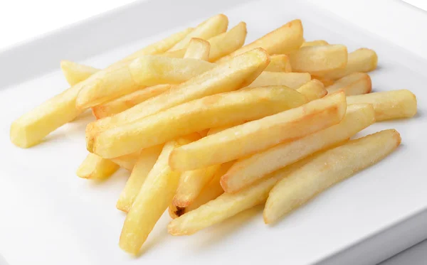Pommes frites på hvid tallerken - Stock-foto