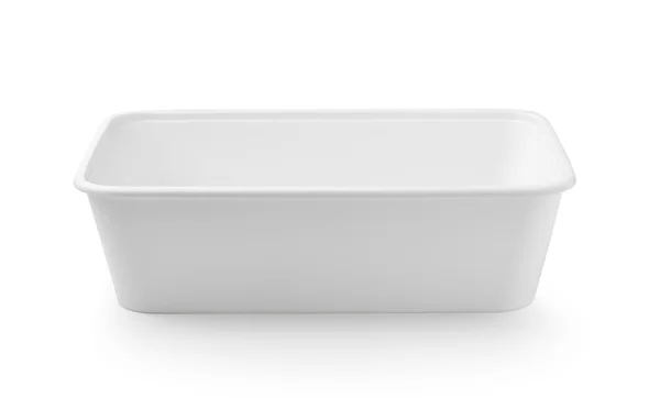 Пластикова коробка для їжі ізольована на білому тлі — стокове фото