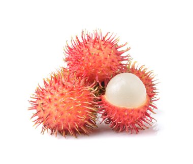 taze rambutan tatlı lezzetli meyve üzerinde beyaz backgrou izole