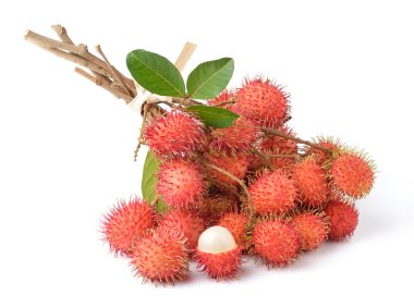  Rambutan tatlı lezzetli meyve beyaz arka planda izole