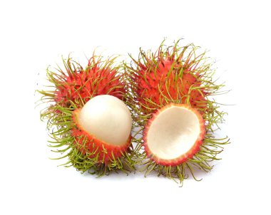 Rambutan tatlı lezzetli meyve beyaz arka planda izole
